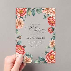 Coral-Rosa, Aprikosen-Hauch und Soft-Mint-Hochzeit Acryleinladungen