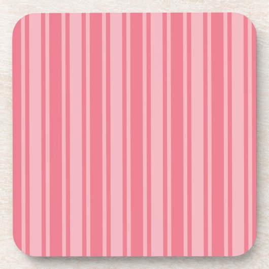 Coral rosa Candy Streifen Getränkeuntersetzer (Vorderseite)