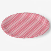 Coral rosa Candy Streifen Pappteller (Schrägansicht)