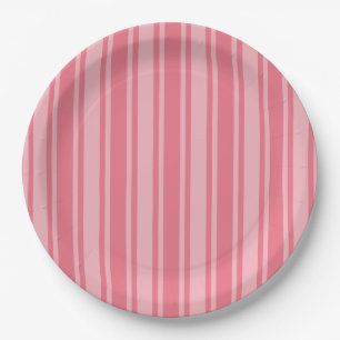 Coral rosa Candy Streifen Pappteller