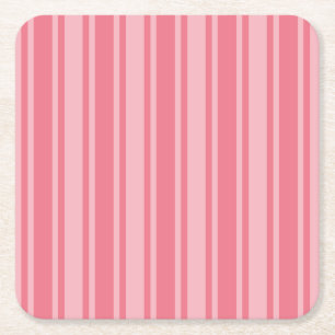 Coral rosa Candy Streifen Rechteckiger Pappuntersetzer