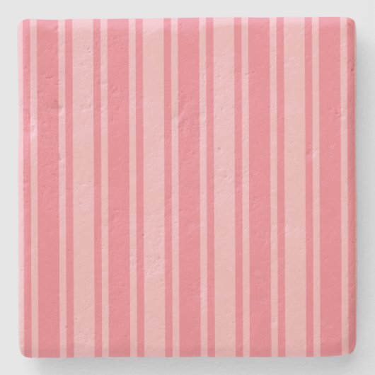 Coral rosa Candy Streifen Steinuntersetzer (Vorderseite)