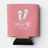 Coral rosa Flip Flops Beach Hochzeit kann Dosenkühler (Rückseite)