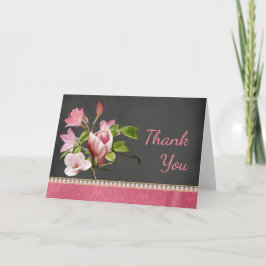 Coral, Rosa und Chalkboard floral Danke Karte