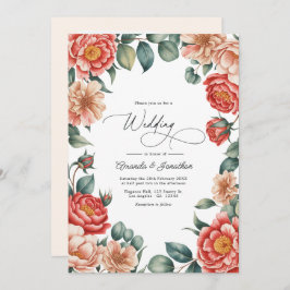 Coral Rose, Apricot Blush, and Soft Mint Wedding Einladung