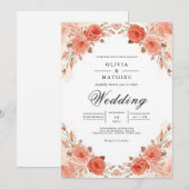 Coral Rose Arch Flora Hochzeit Einladung (Vorne/Hinten)