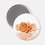 Coral Rose Blossom mit Notenmusik Magnet (Vorderseite/Rückseite)