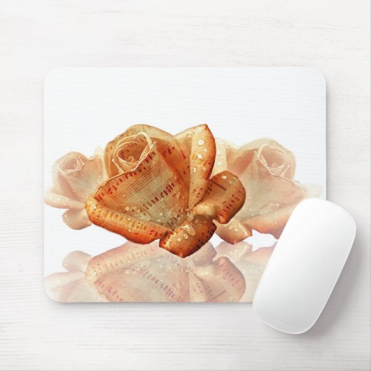 Coral Rose Blossom mit Notenmusik Mousepad (Mit Mouse)