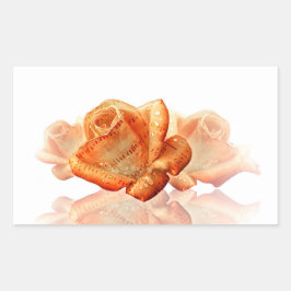 Coral Rose Blossom mit Notenmusik Rechteckiger Aufkleber