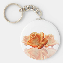 Coral Rose Blossom mit Notenmusik Schlüsselanhänger