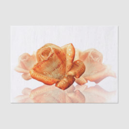 Coral Rose Blossom mit Notenmusik Seidenpapier