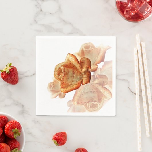 Coral Rose Blossom mit Notenmusik Serviette (Beispiel)