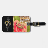 Coral Rose Blumendesign | Personalisieren Gepäckanhänger (Vorderseite horizontal)