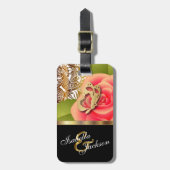 Coral Rose Blumendesign | Personalisieren Gepäckanhänger (Vorderseite vertikal)