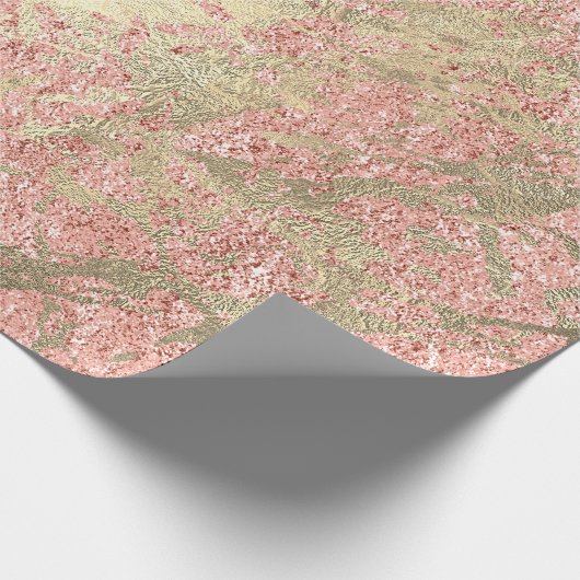Coral Rose Champaigne Gold Marble Metallic Stroke Geschenkpapier (Ecke)