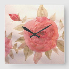 Coral Rose Clock Quadratische Wanduhr