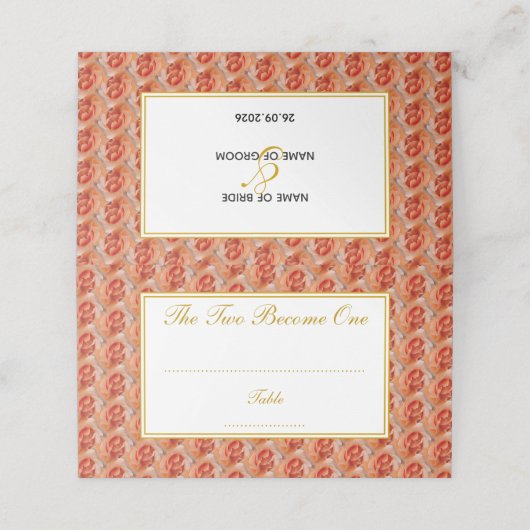 CORAL ROSE Elegantes Blumengeflecht Christliches B Platzkarte (Außenseite Aufgefaltet)