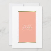 Coral Rose Floral Gold Border Brautparty Einladung (Rückseite)