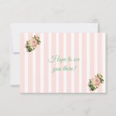 Coral Rose Floral Striped Wedding RSVP Karte (Rückseite)