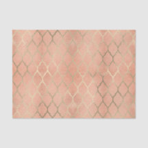 Coral Rose Gold Metallic Art Deco Peach Quatrefoli