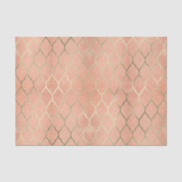 Coral Rose Gold Metallic Art Deco Peach Quatrefoli Seidenpapier