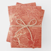 Coral Rose Gold Rote Marmortextur Geschenkpapier Set (Beispiel)