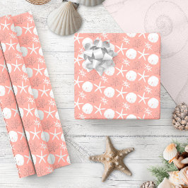 Coral Rose Gold Starfish Küste Weihnachten Geschenkpapier