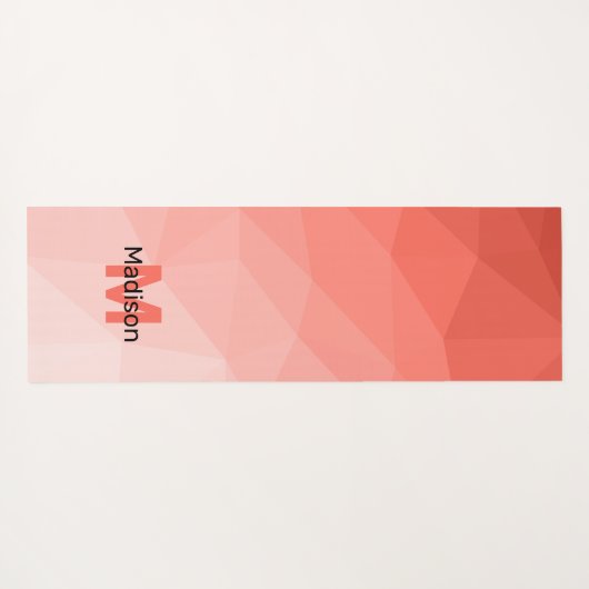 Coral Rose ombre Geometric Mesh Muster Monogram Yogamatte (Rückseite (Horizontal))