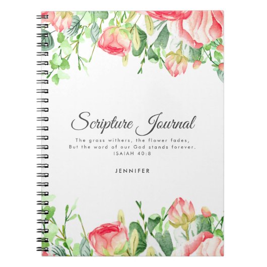 Coral Rose Personalisiert Scripture Journal Notizblock (Vorderseite)