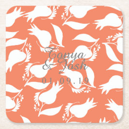 Coral Rose Silo Muster Rechteckiger Pappuntersetzer