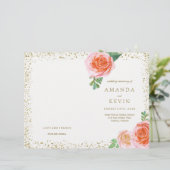 Coral Rose und Gold Glitzer Hochzeitsprogramme