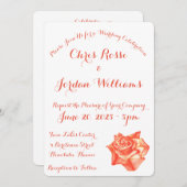 Coral Rose Zwei-Seiten Text Einfache Elegante Hoch Einladung (Vorne/Hinten)