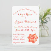 Coral Rose Zwei-Seiten Text Einfache Elegante Hoch Einladung (Stehend Vorderseite)