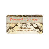 Coral Rustic Wedding Arch Peacock Rücksendeadresse Adressaufkleber (Vorne)