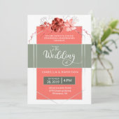 Coral Sage 2019 Moderne, geometrische Hochzeit mit Einladung (Stehend Vorderseite)
