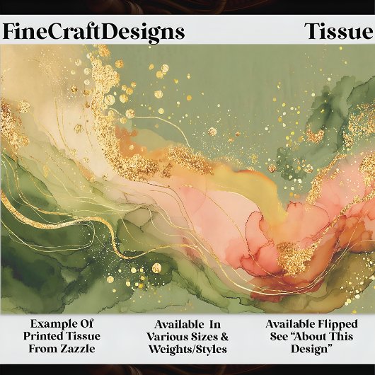 Coral & Sage Alcohol Ink + Gold EA3R Decoupage Seidenpapier