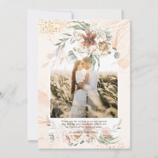 Coral Sage Pampas Grass Floral FOTO DANKE (Vorderseite)