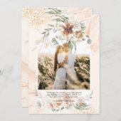 Coral Sage Pampas Grass Floral FOTO DANKE Einladung (Vorne/Hinten)