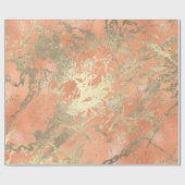 Coral Salmo Champaigne Gold Marble Metallic Stroke Geschenkpapier (Flach)