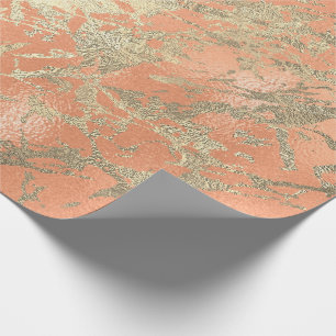 Coral Salmo Champaigne Gold Marble Metallic Stroke Geschenkpapier