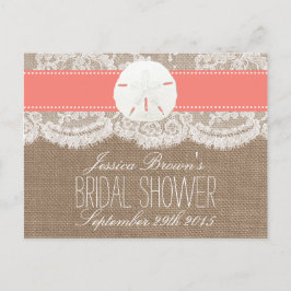 Coral Sand Dollar Beach Brautparty Rezeptionskarte Einladungspostkarte