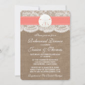 Coral Sand Dollar Beach Hochzeitsessen Probe Einladung (Vorderseite)