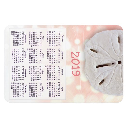 Coral Sand Dollar Mini Magnet Kalender (Horizontal)