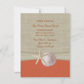 Coral Sand Dollar und Starfish Burlap Empfang Einladung (Rückseite)