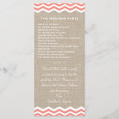 Coral Sand Dollar & Zickzack Hochzeitsprogramm Programm (Rückseite)