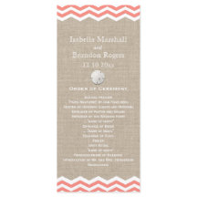 Coral Sand Dollar & Zickzack Hochzeitsprogramm