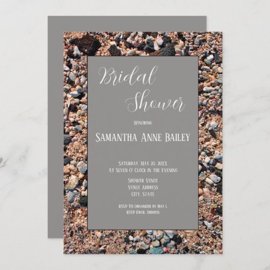 Coral Sand & Muscheln, Modern Beach, Bridal Einladung (Vorne/Hinten)