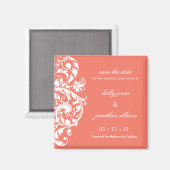 Coral Save the Date Wedding Magnet (Vorderseite/Rückseite)