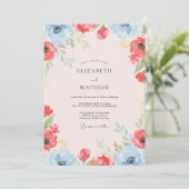 Coral Scarlet Mohn Hochzeit Einladung (Stehend Vorderseite)