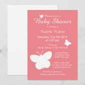 Coral Schmetterling Baby Dusche Einladungen für Mä (Vorne/Hinten)